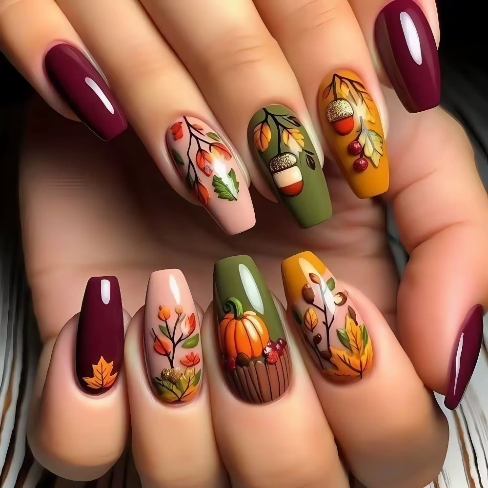 Faux ongles mi-longs pour femmes et filles