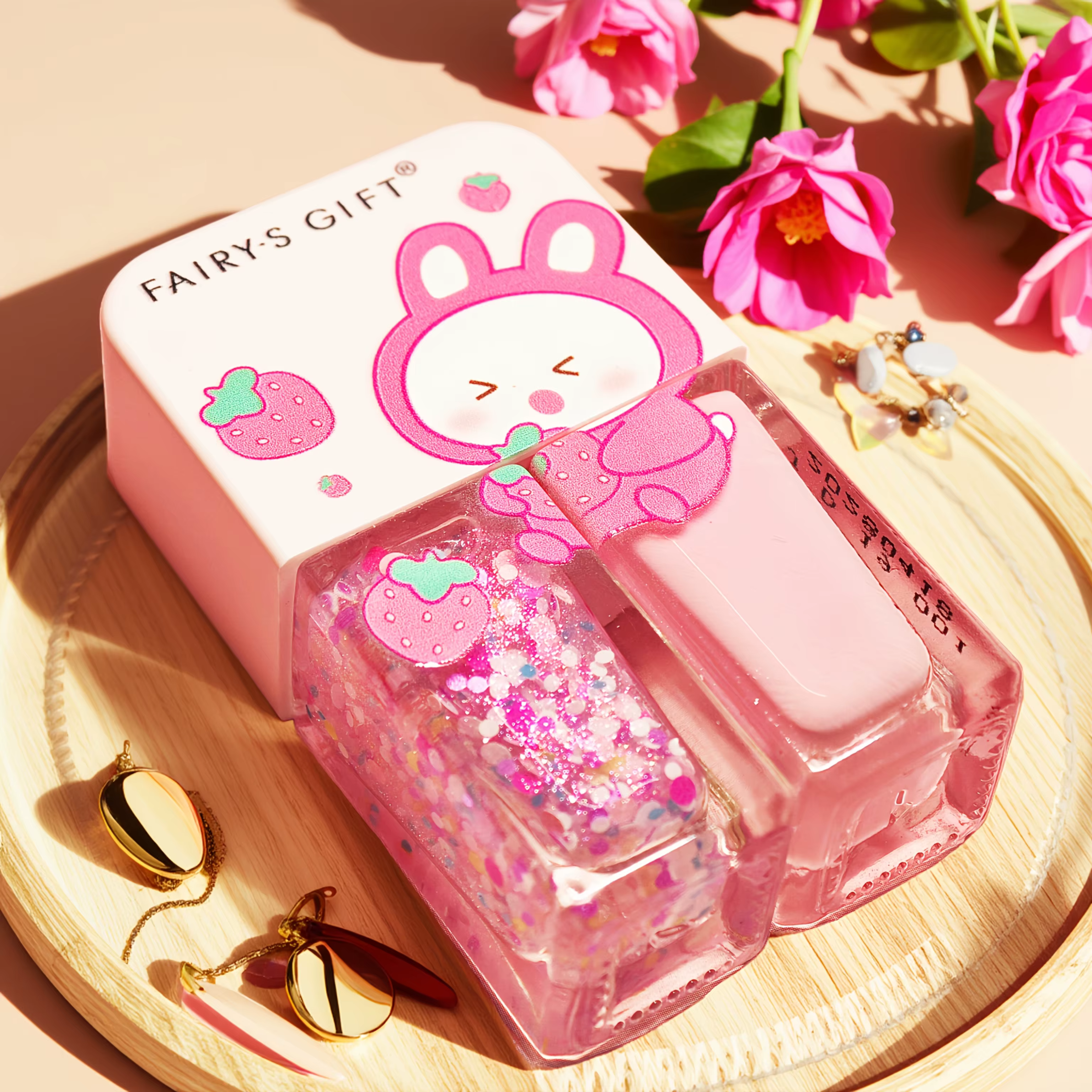 S02 fraise lapin ballo ensemble de 2 bouteilles vernis à ongles sans cuisson séchage rapide longue durée pelable à base