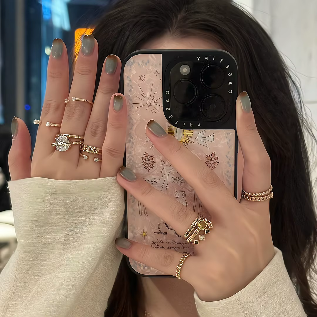 10 pièces ongles faits à la main marron-bleu Ombre oeil de chat presse