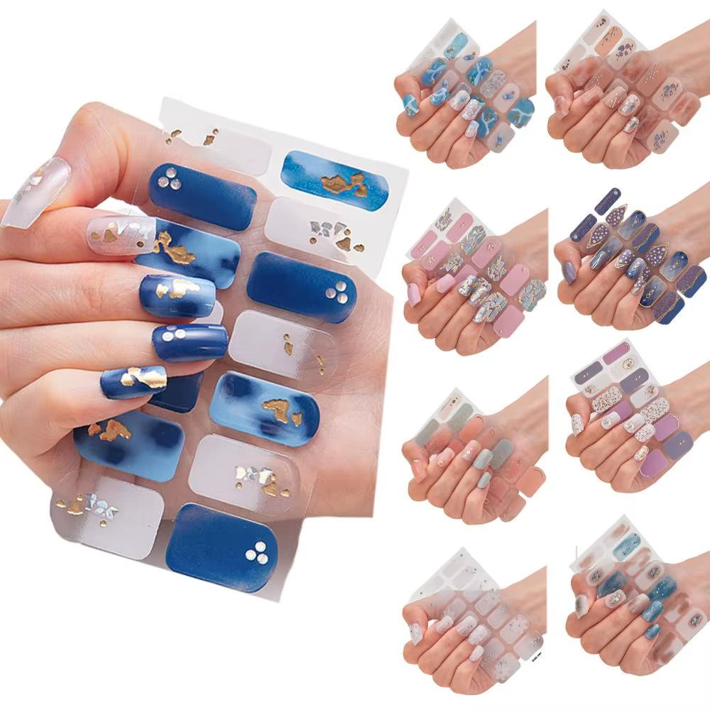 Autocollants pour ongles en gel semi-durci