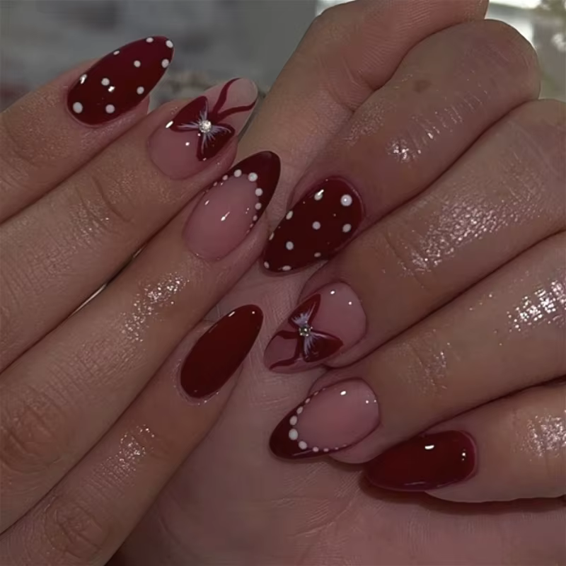 Faux ongles français imprimé léopard amande