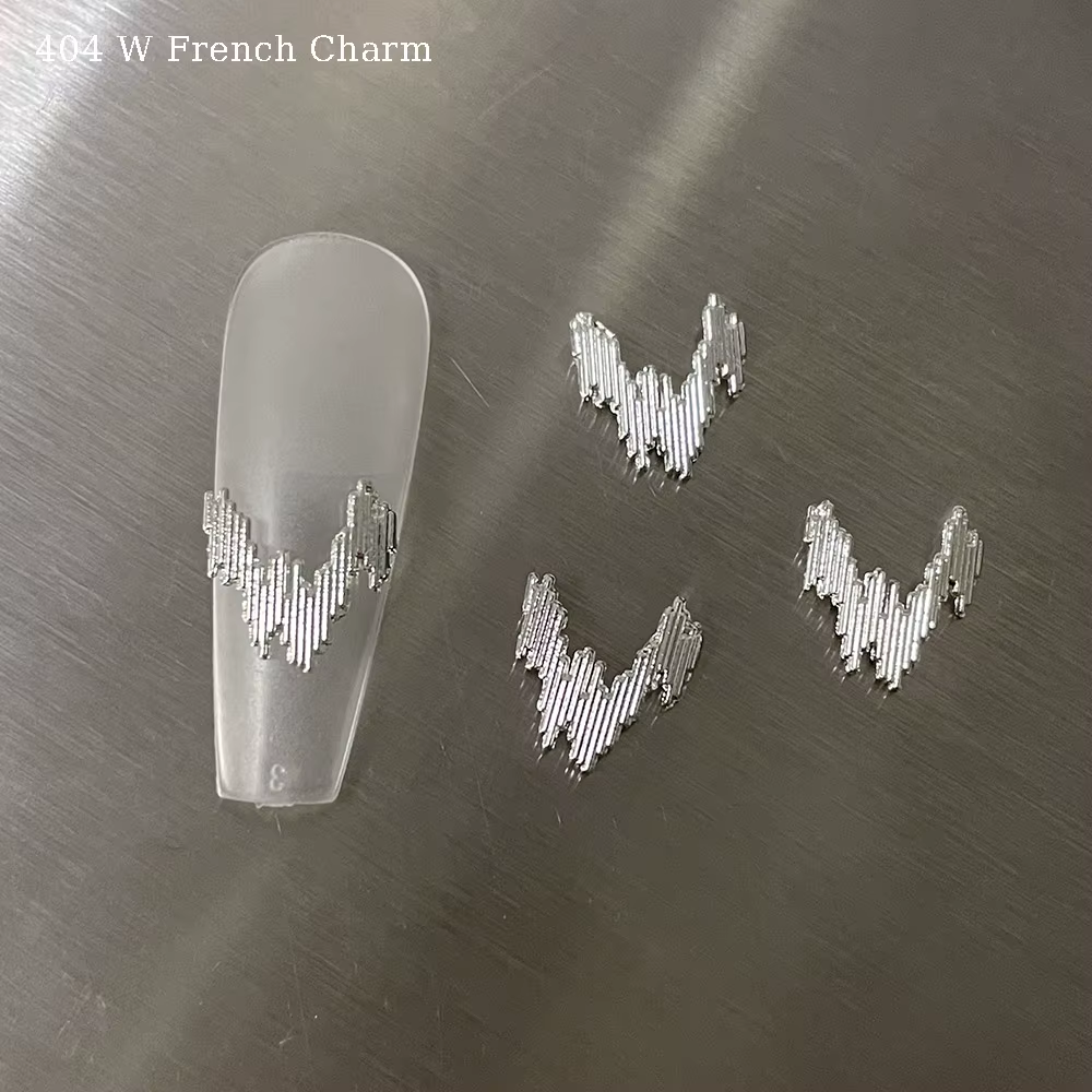 Concise W français barre irrégulière alliage d'ongle à la mode ouest élégant manucure breloques facile