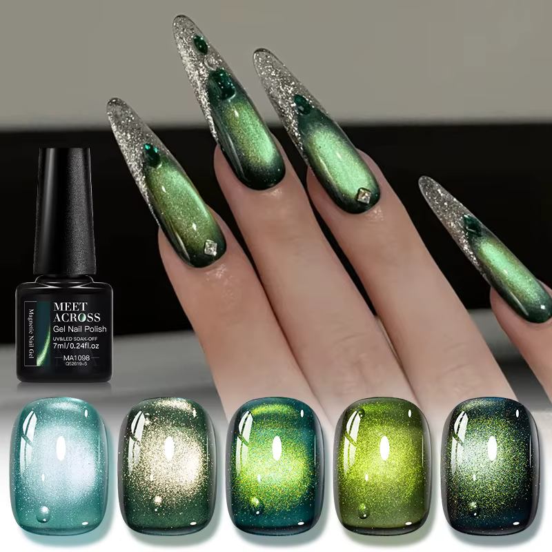 MEET ACROSS 7ml Gel magnétique œil de chat émeraude foncé