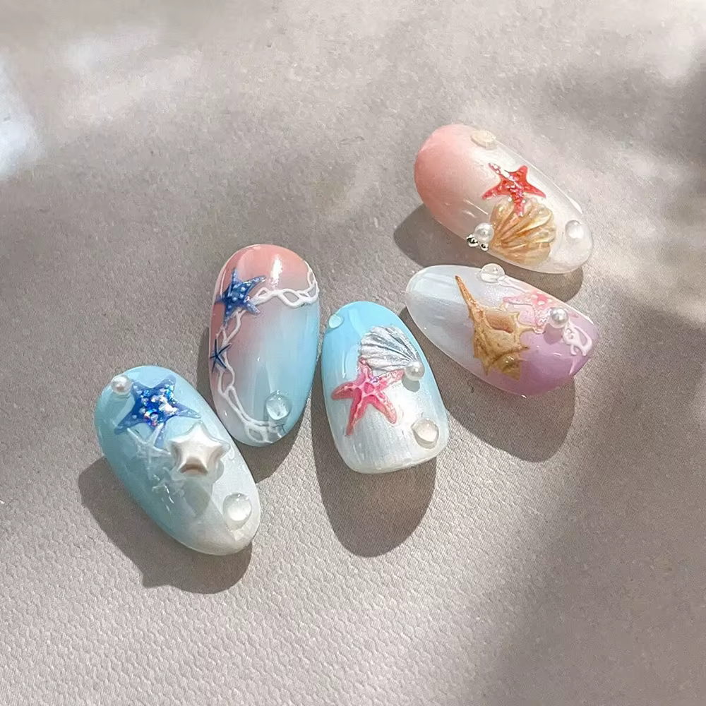 Autocollants pour ongles thème mer d'été