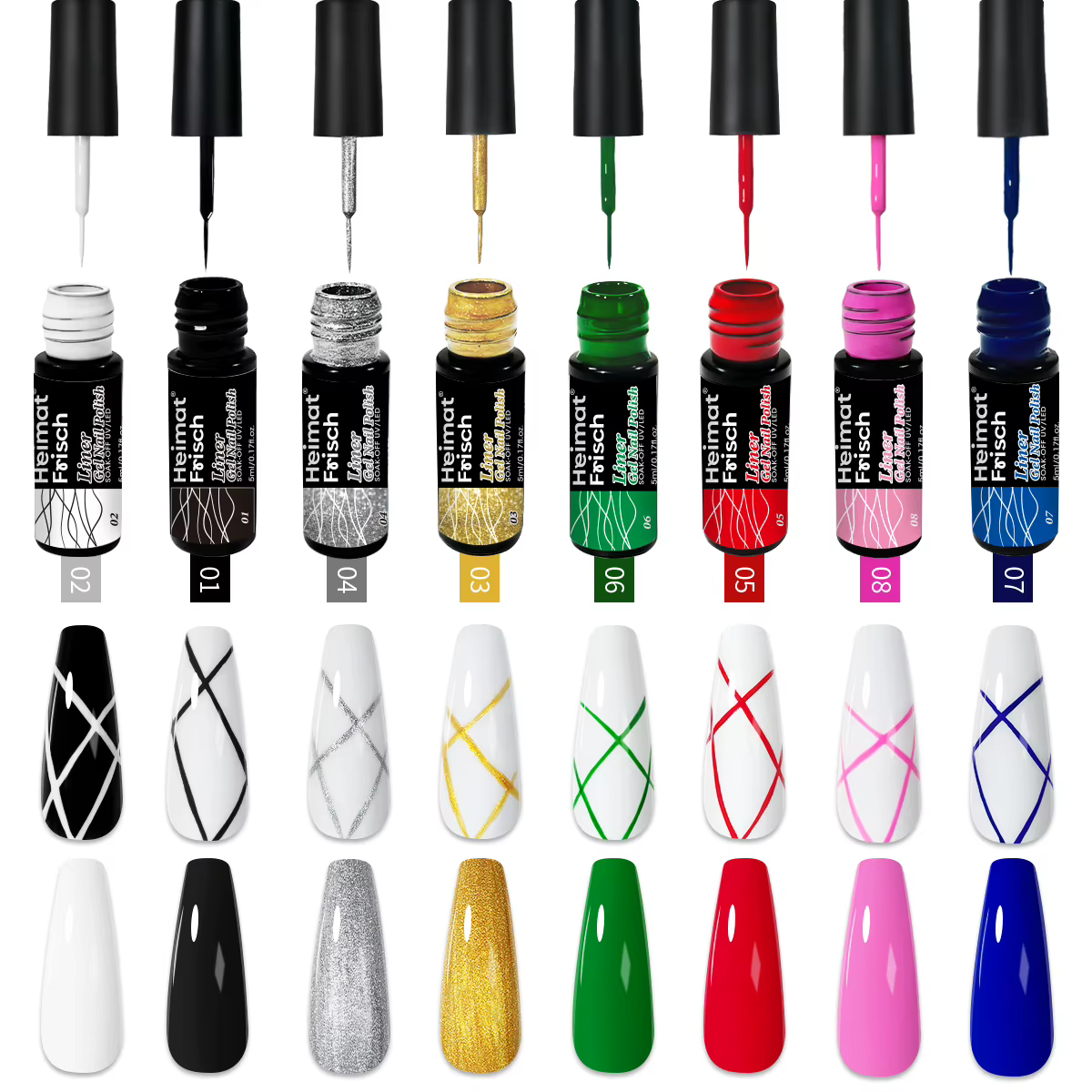 Heimat Frisch Lot de 4 vernis à ongles en gel pour nail art et manucures françaises