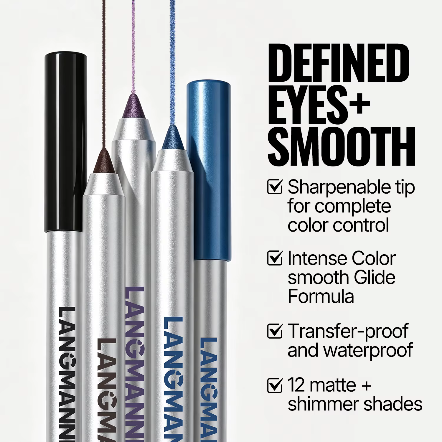 Crayon Gel Eyeliner Nacré Imperméable Longue Tenue Lisse Pailleté Noir Maquillage pour Eyeliner Supérieur et Inférieur Stick Fard à Paupières