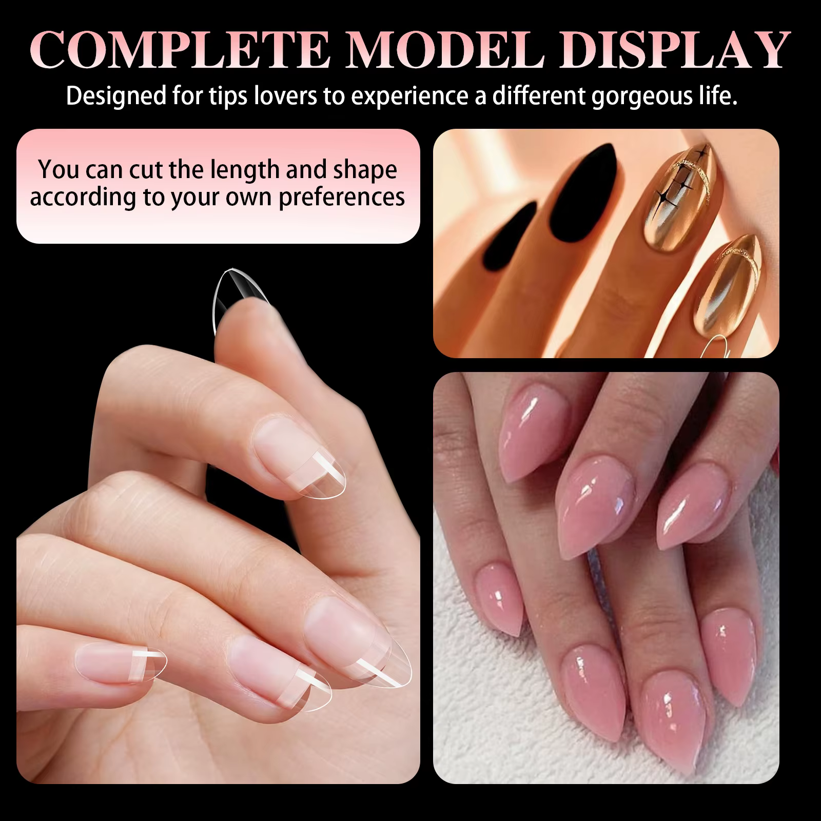 600 pièces/boîte Ultra court français faux presse sur acrylique ongles conseils amande carré sans trace manucure Salon