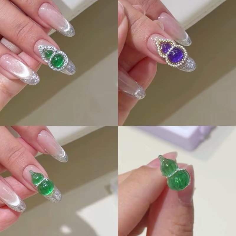 1 pièce Zhaocai Hulu Moule à ongles en silicone spécial haute transparence à relief 3D pour décoration DIY de nail art avec boucle de sécurité