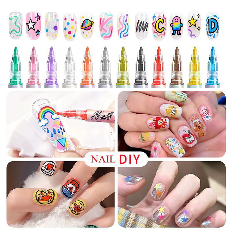 Stylos pour Nail Art 12 couleurs 0.7MM