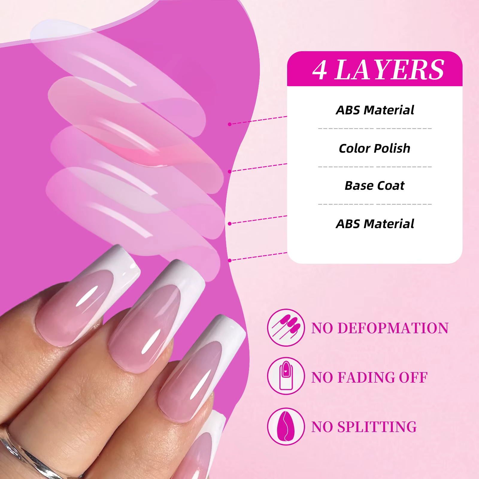 Ensemble d'ongles français pour les mains et les pieds
