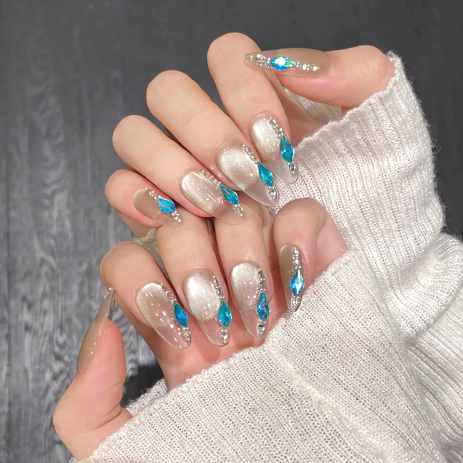 10 pièces brillant fée presse sur les ongles Aurora sirène coquille conception faux