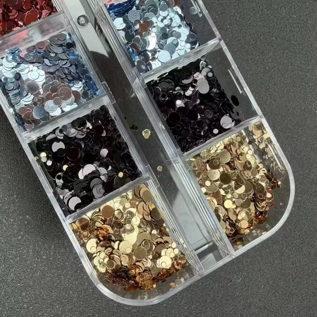 1 morceau d'accessoires pour nail art à paillettes à pois à 12 grilles