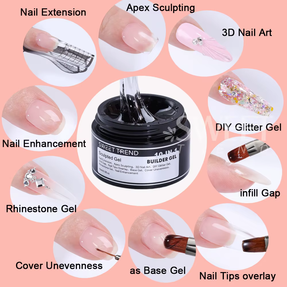 SWEET TREND - 6 couleurs 15ml Gel UV de construction transparent rose nude pour ongles