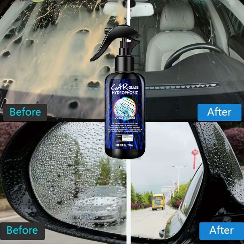 Spray hydrofuge, revêtement Anti-pluie pour voitures, verre hydrophobe, liquide Anti-pluie, masque miroir pour pare-brise, Kit de polissage automobile