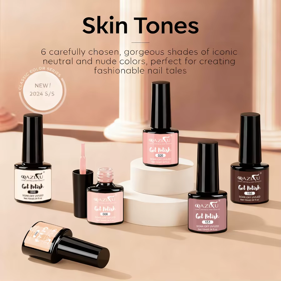 Lot de 6 vernis à ongles en gel couleur thé au lait
