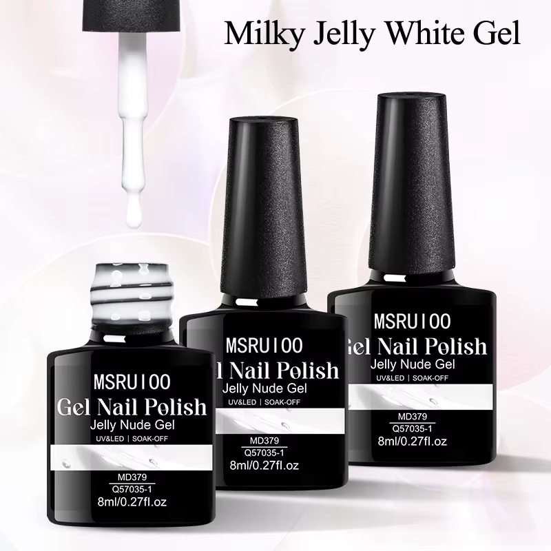 MSRUIOO 8ml Vernis à ongles gel laiteux blanc translucide pour manucure