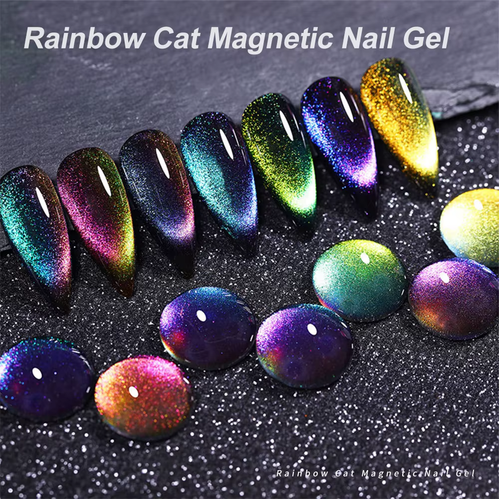 Verhéritage à ongles magnétique chat arc-en-ciel