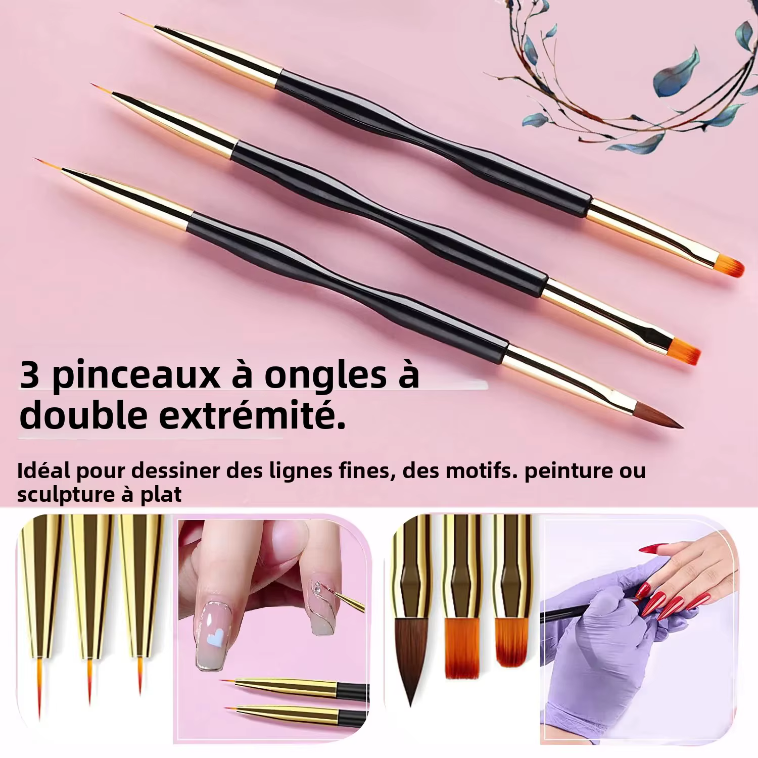 Kit de pinceaux pour nail art pour peinture sur ongles