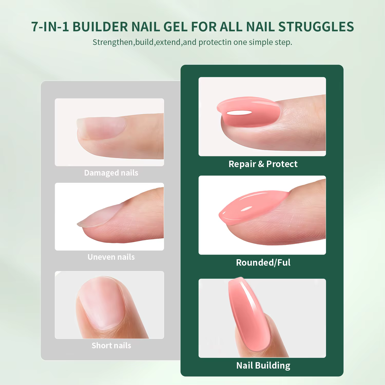 Nailpop 7IN1 constructeur Gel multi fonctionnel 15ml pour la force d'extension des ongles Apex Base de construction