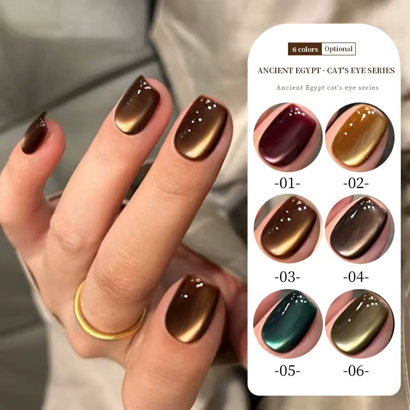 Colle pour vernis à ongles œil de chat marron