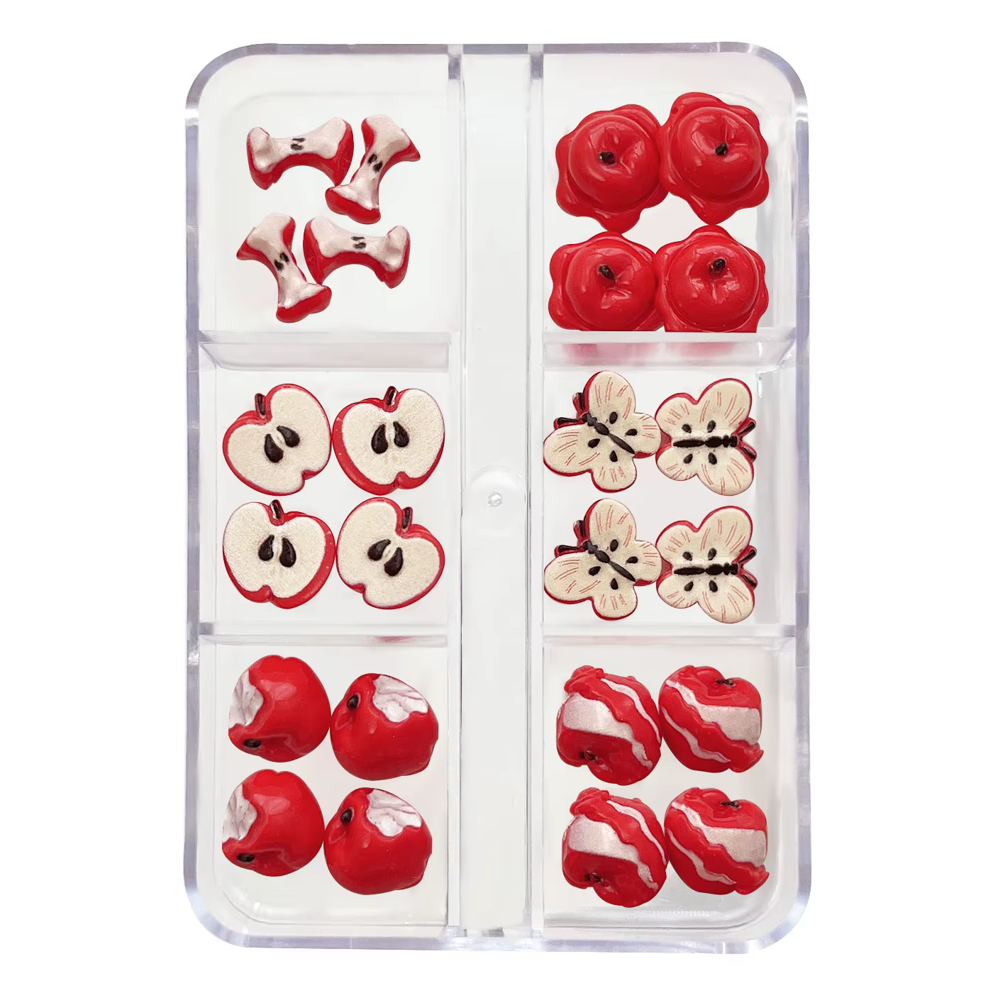 20 pièces MIX de breloques pour ongles en forme de pomme rouge mignonne