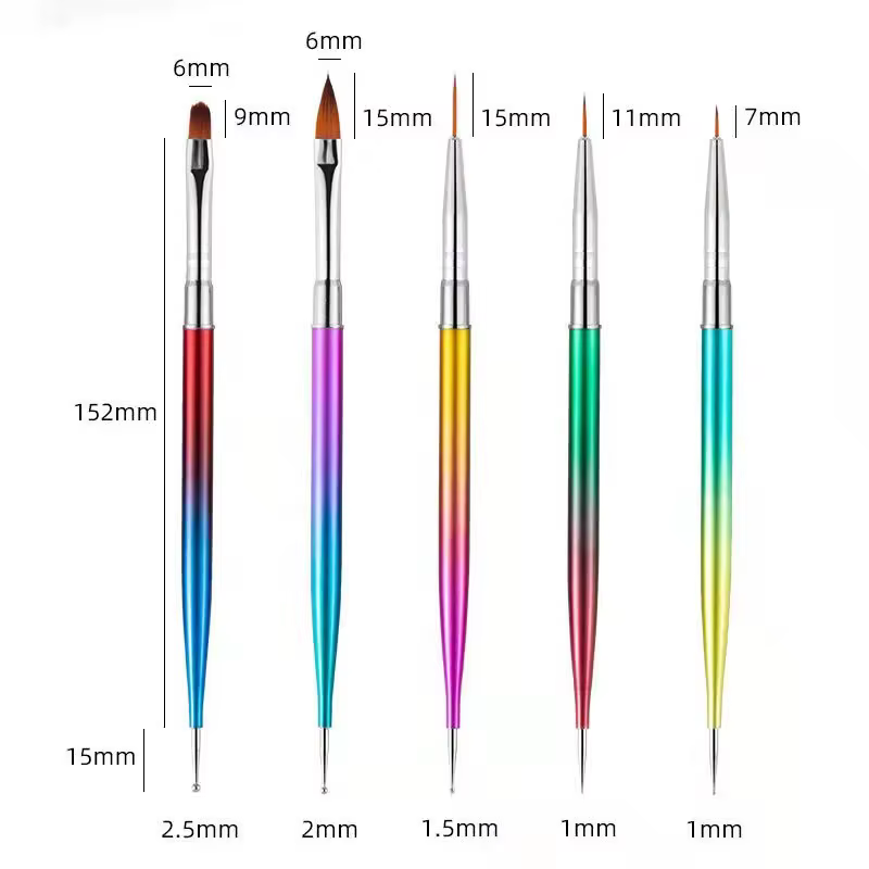 5/20 pièces Nail Art brosse conception pointe peinture dessin sculpture pointillage stylo FlatFan Liner acrylique Gel UV vernis manucure outils