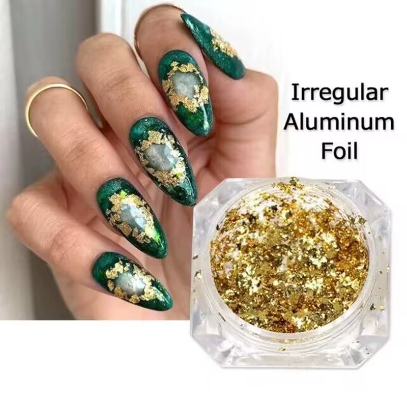 Flocons de feuille d'or pour ongles