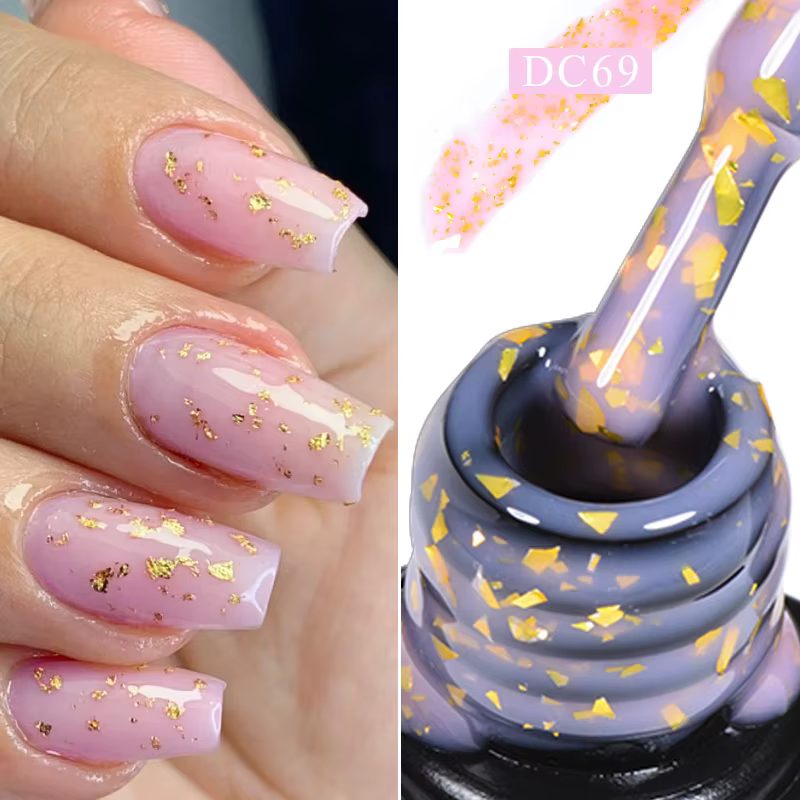 Mtssii 7ml or paillettes caoutchouc Base Gel vernis or rose blanc laiteux Semi Permanent UV LED Nail Art Gel