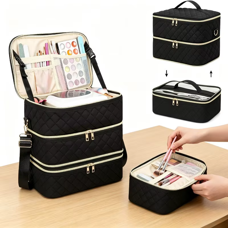 Boîte de rangement pour vernis à ongles à trois couches de grande capacité