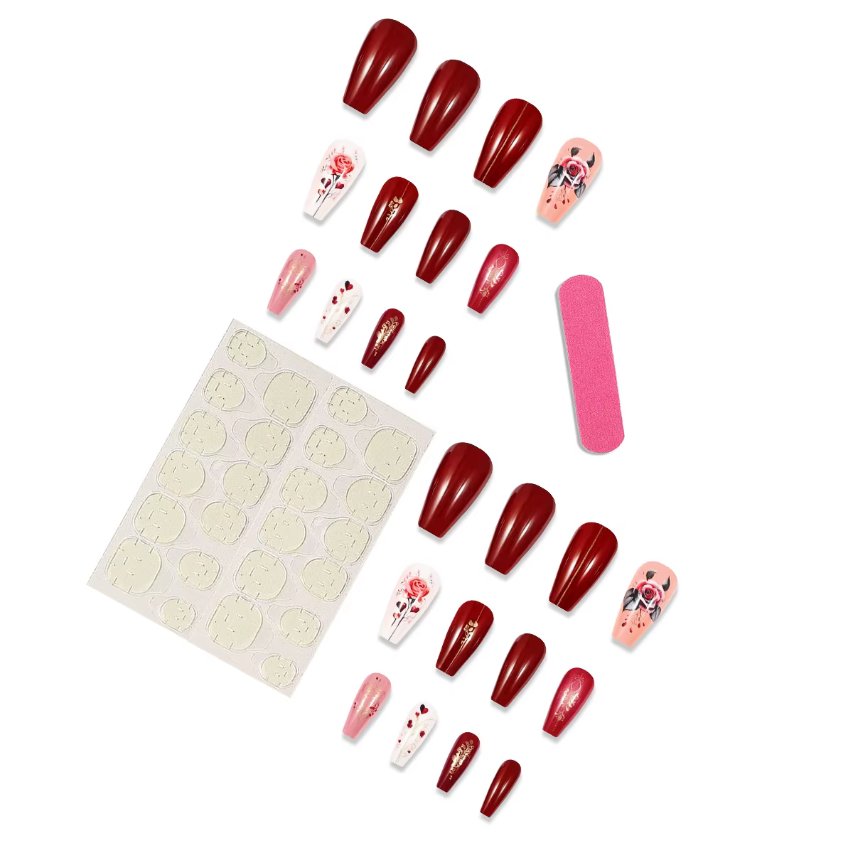 Faux ongles mi-longs pour la saint-valentin