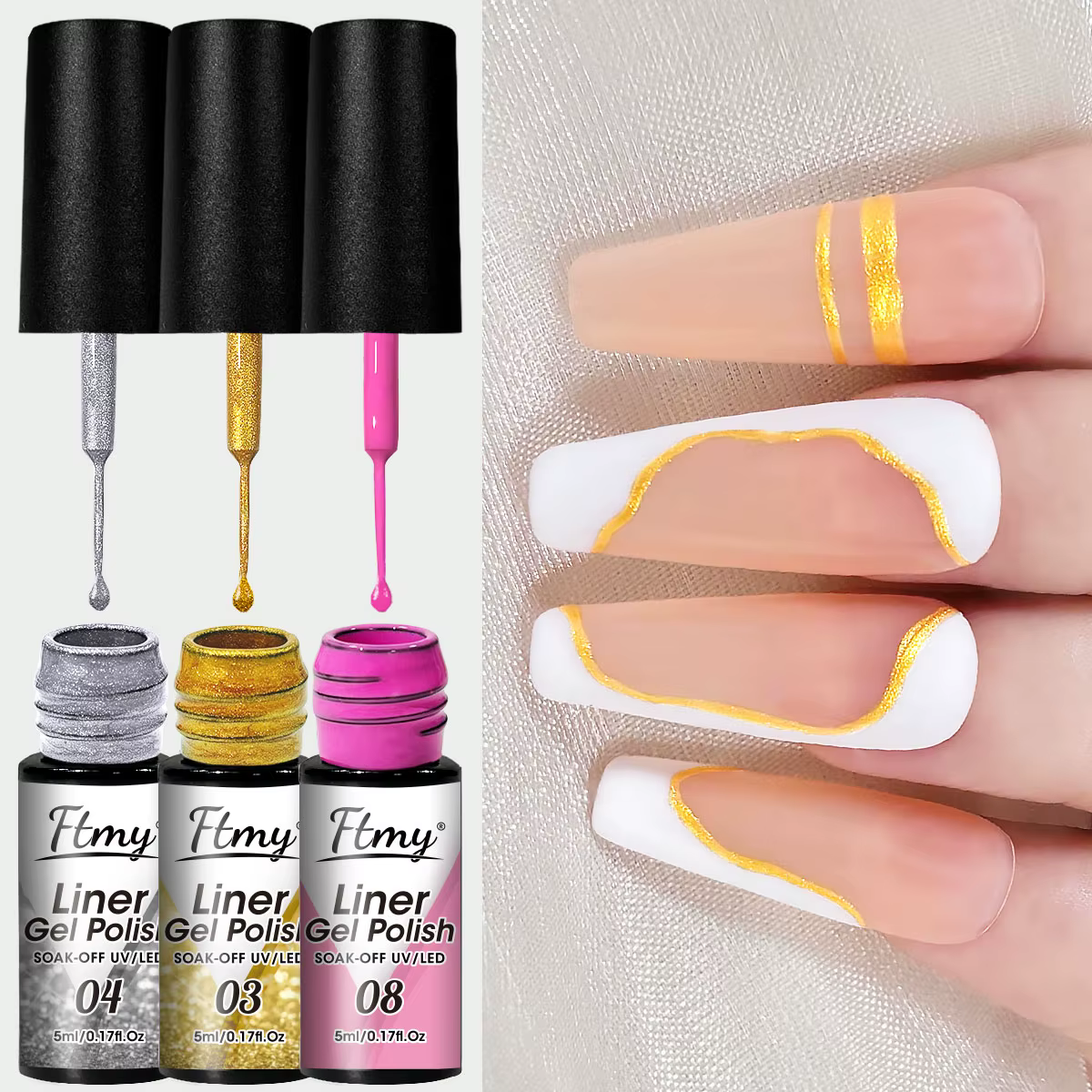 3 pièces/ensemble peinture métallique revêtement Gel argenté Champagne doré Rose