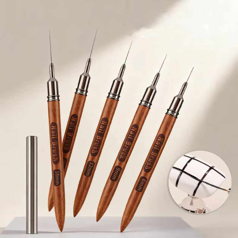 Pinceau à ongles professionnel avec manche en bois pour gel UV