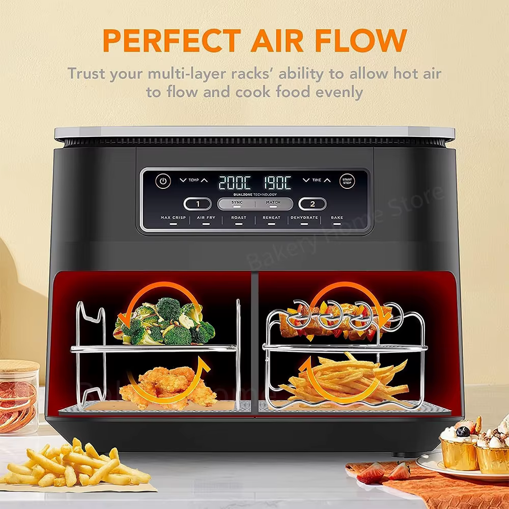 Ensemble d'accessoires pour friteuse à Air Ninja Dual Zone, supports de gril en acier inoxydable, panier rectangulaire en Silicone pour AF400EU AF300EU