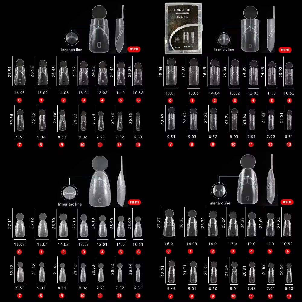 140 pièces de formes à ongles françaises à surface mate avec ligne française intérieure