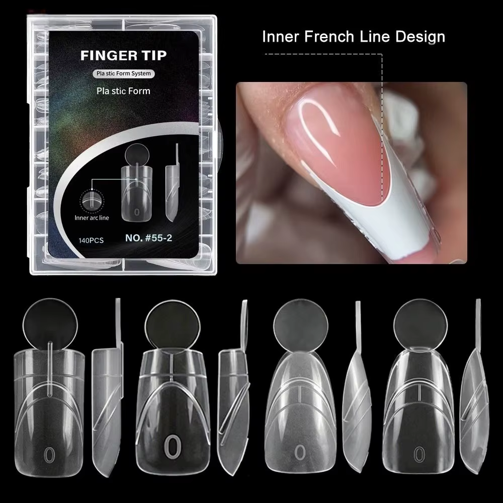140 pièces de formes à ongles françaises à surface mate avec ligne française intérieure