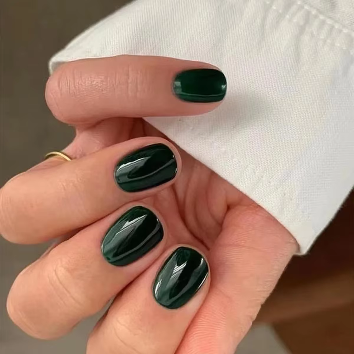 Classique Simple brillant couleur unie noir rouge bleu vert blanc court faux ongles Art