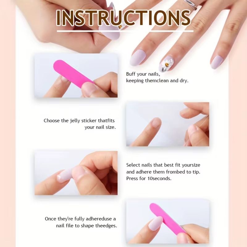 24 pièces de patchs d'art d'ongle pointus blancs