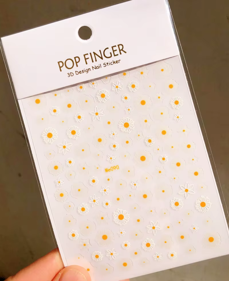 Autocollants pour ongles à fleurs de marguerite élégantes