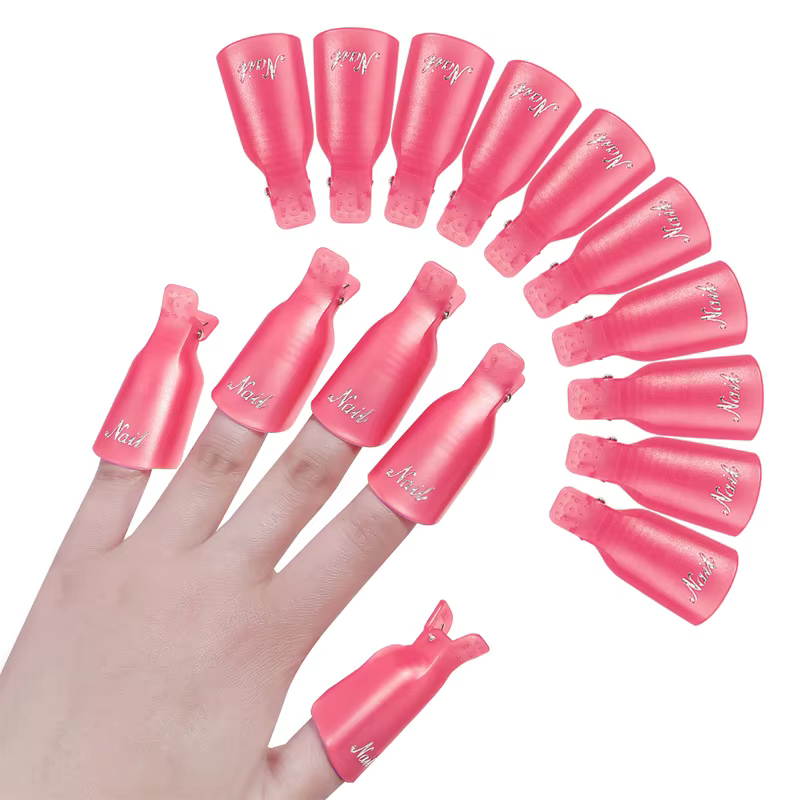 10 pièces/sac coloré acrylique manucure Art trempé capuchon pince nettoyage des ongles