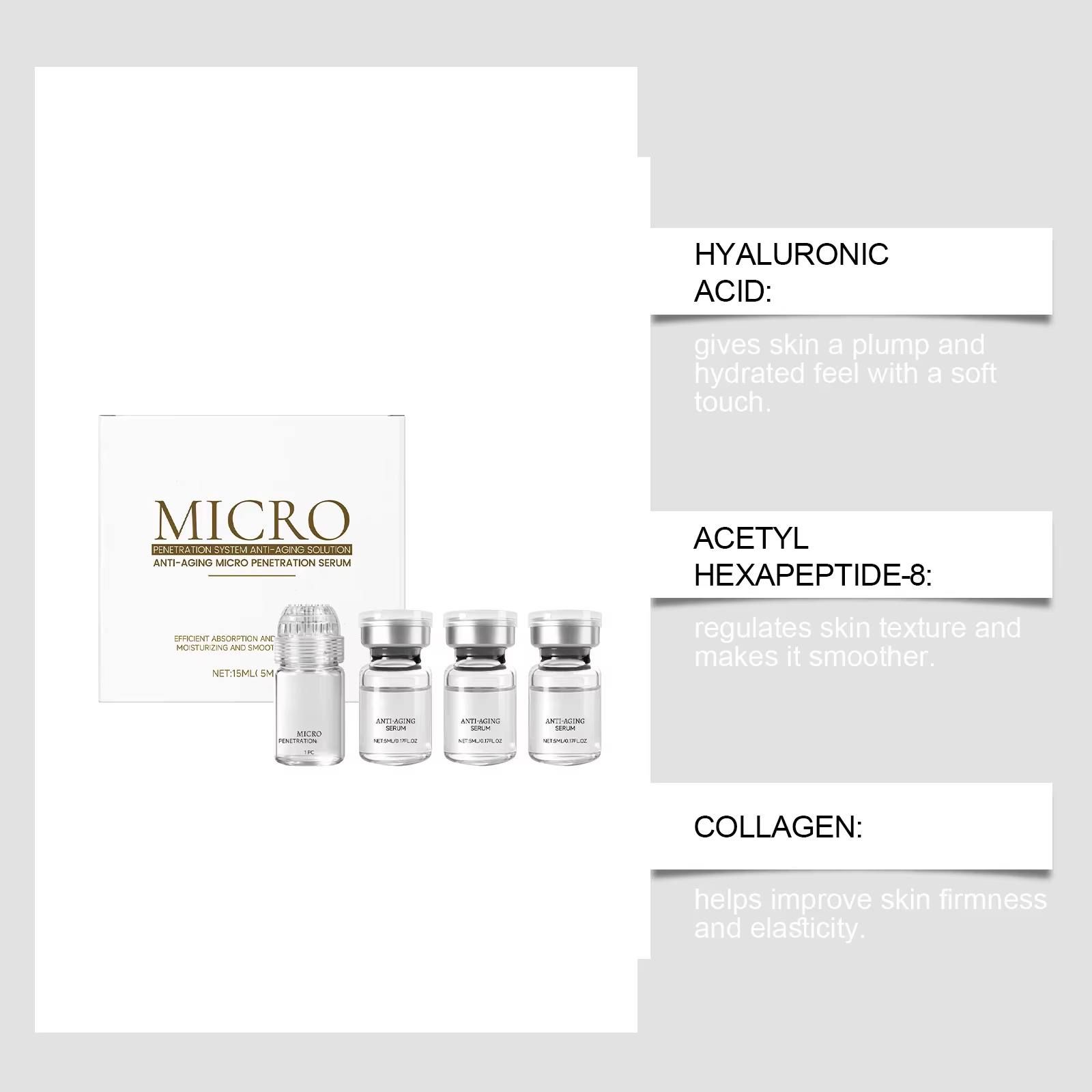 Kit d'essence de collagène : traitement anti-âge anti-rides, hydratant, raffermissant et nettoyant les pores