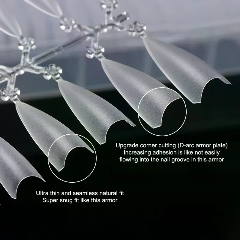 Faux ongles transparents Super D Arc longs