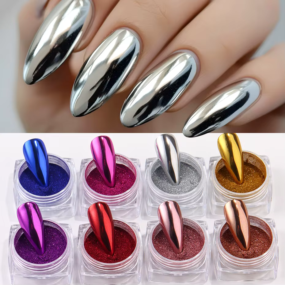 Poudre à ongles miroir chromé