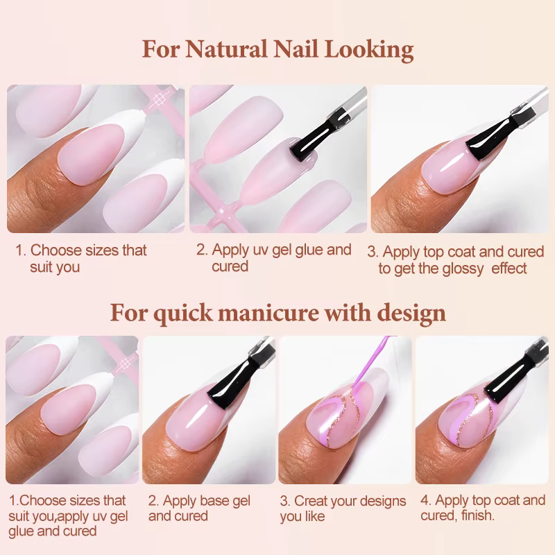 Faux ongles français à pression