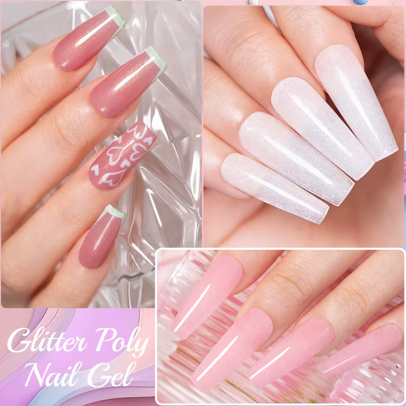 PUENTE 30ML paillettes Poly ongles Gel Hema gratuit rose