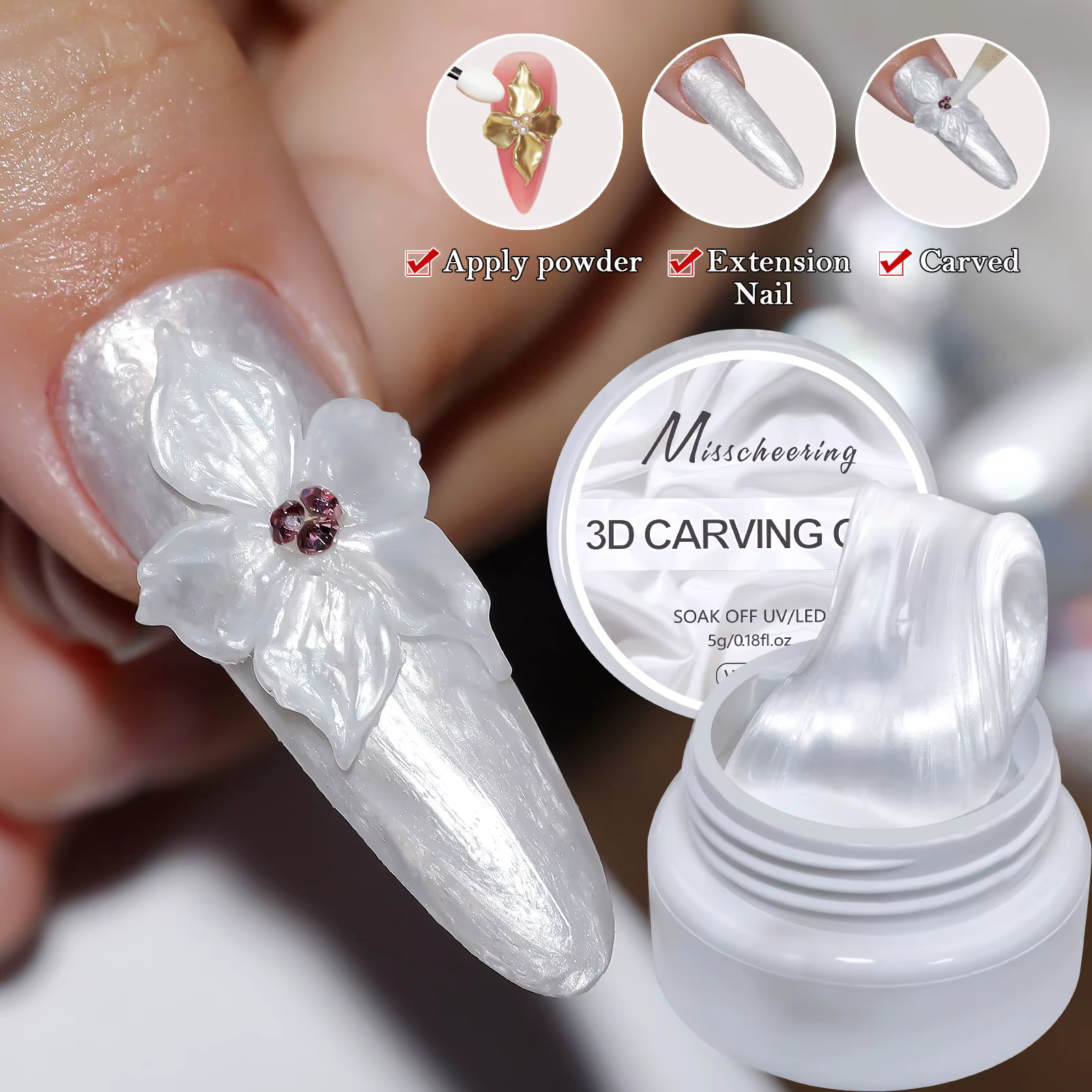 Colle à découper en satin nacré blanc