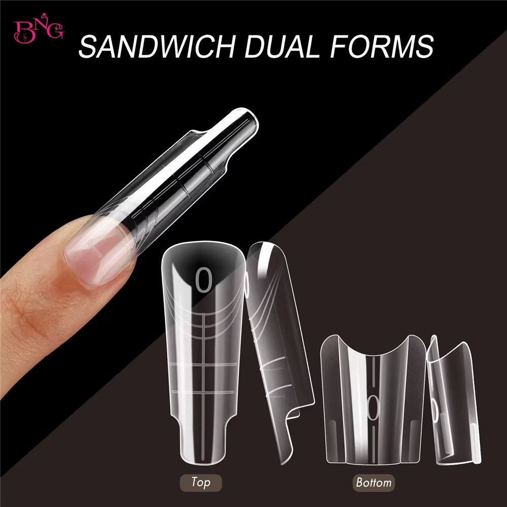 BNG 280 pièces ongles Sandwich double formes carrées