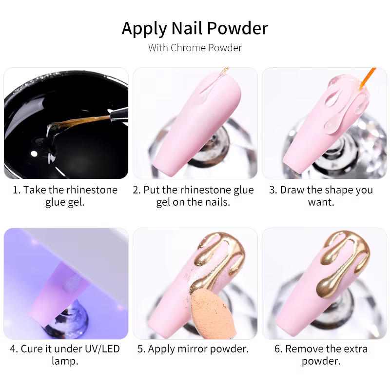 BORN PRETTY strass colle Gel miroir poudre à ongles avec brosse de revêtement d'ongle UV LED Transparent adhésif