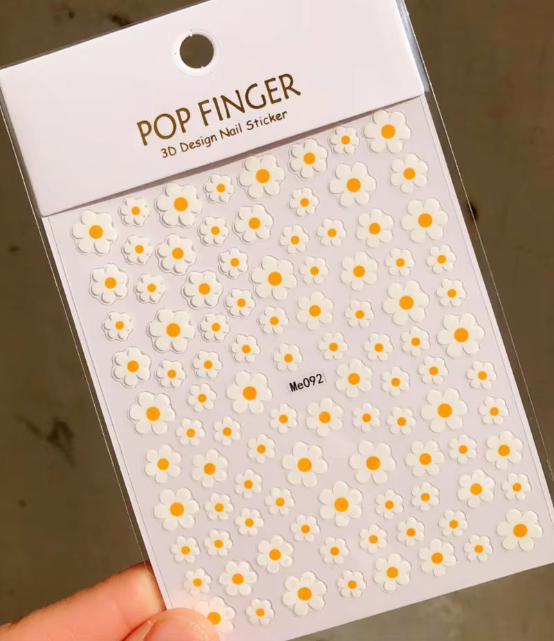 Autocollants pour ongles à fleurs de marguerite élégantes