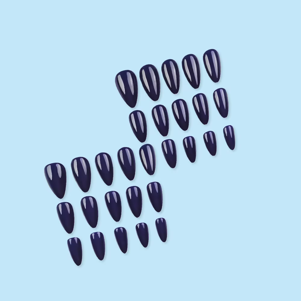 24 pièces faux ongles brillant bleu amande