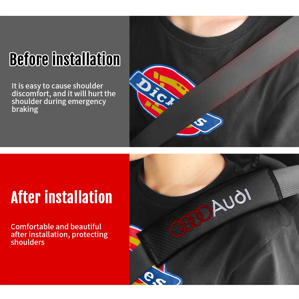 Couvre-ceinture de sécurité pour intérieur de voiture, protection d'épaule, badge, coussinet, accessoires automobiles pour Audi A1 A2 A3 A4 S6 Qyttro Sline RS Q2 Q3 TT A8